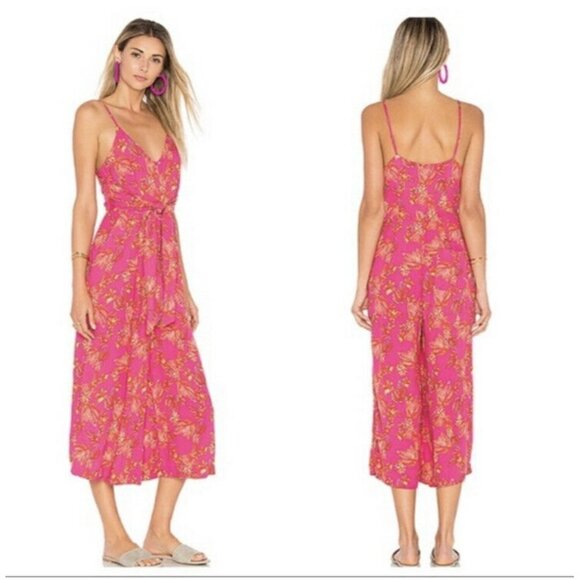 Free People Pants - Free People Hot Tropics Jumpsuit Pink Orange Size 4